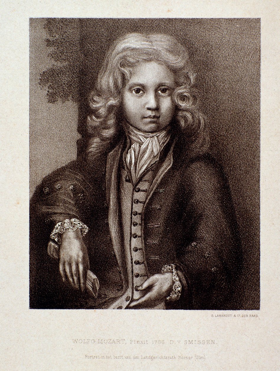 Portræt af Wolfgang Amadeus Mozart, som et barn (gravering) af Unknown artist