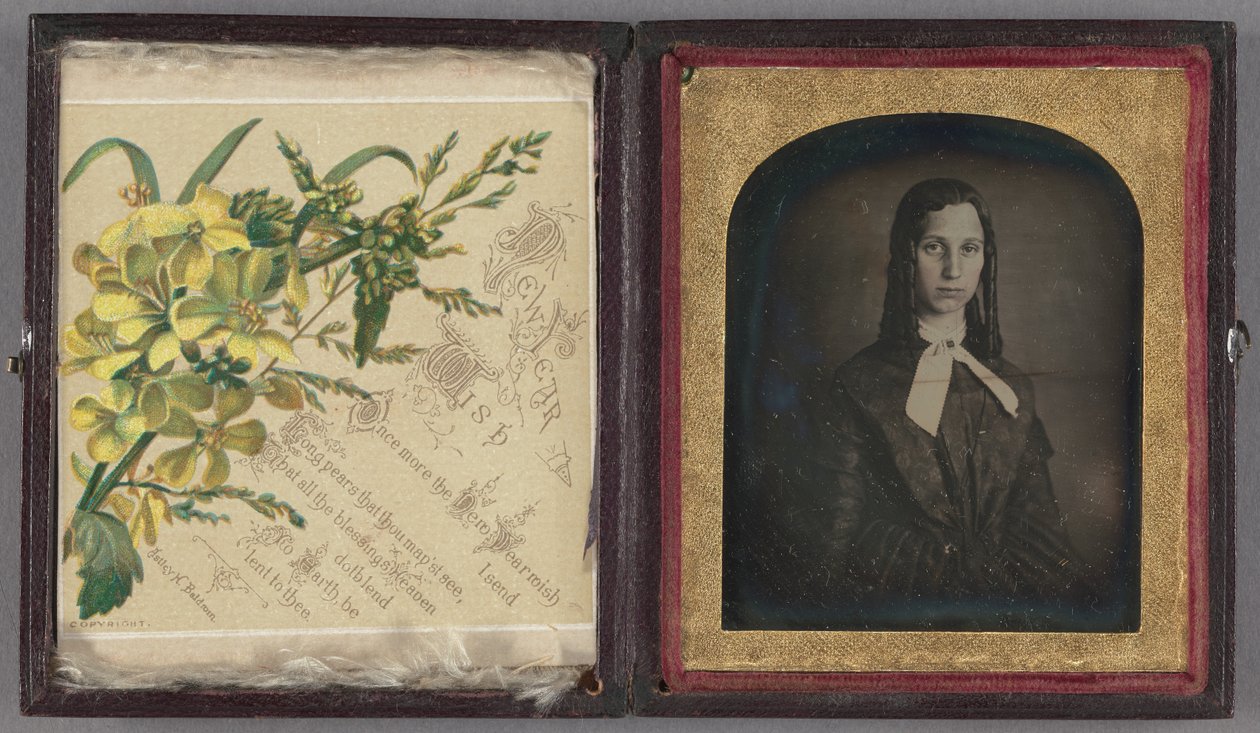 [Portræt af en kedelig kvinde med lokker]. af Unknown artist