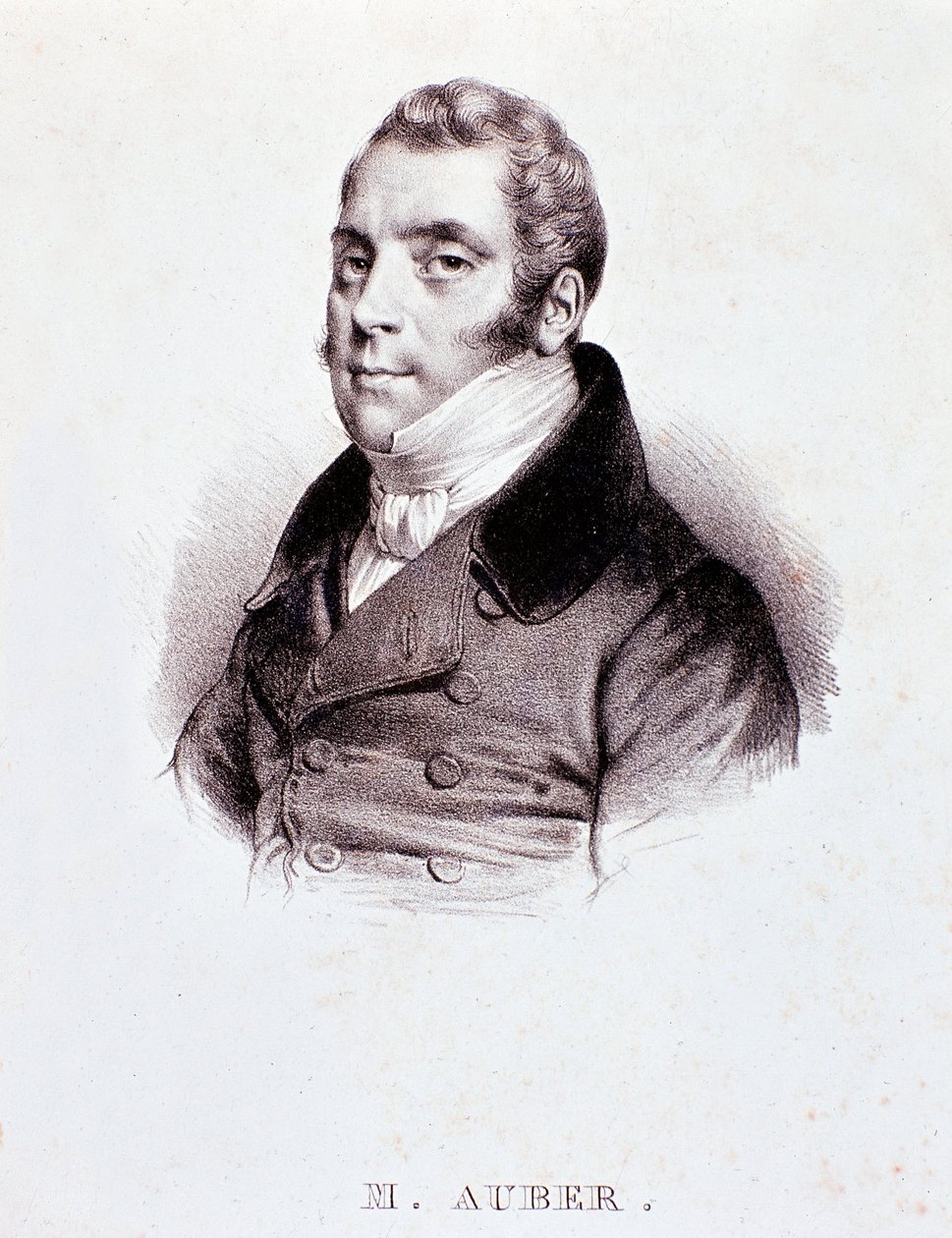 Portræt af den engelske komponist Daniel Francois Esprit Auber (1782-1871) Gravering. 19. århundrede. Milano, biblioteca del conservatorio af Unknown artist