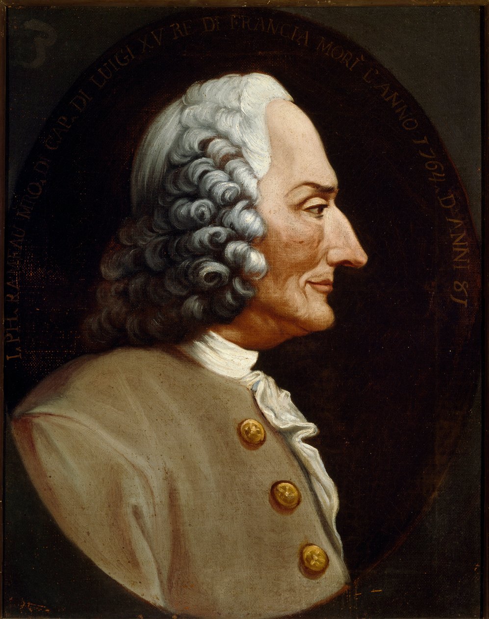 Portræt af den franske komponist Jean Philippe (Jean-Philippe) Rameau (1683-1764) Anonymt maleri fra det 18. århundrede. Bologna Civico Museo Bibliografico Musical af Unknown artist