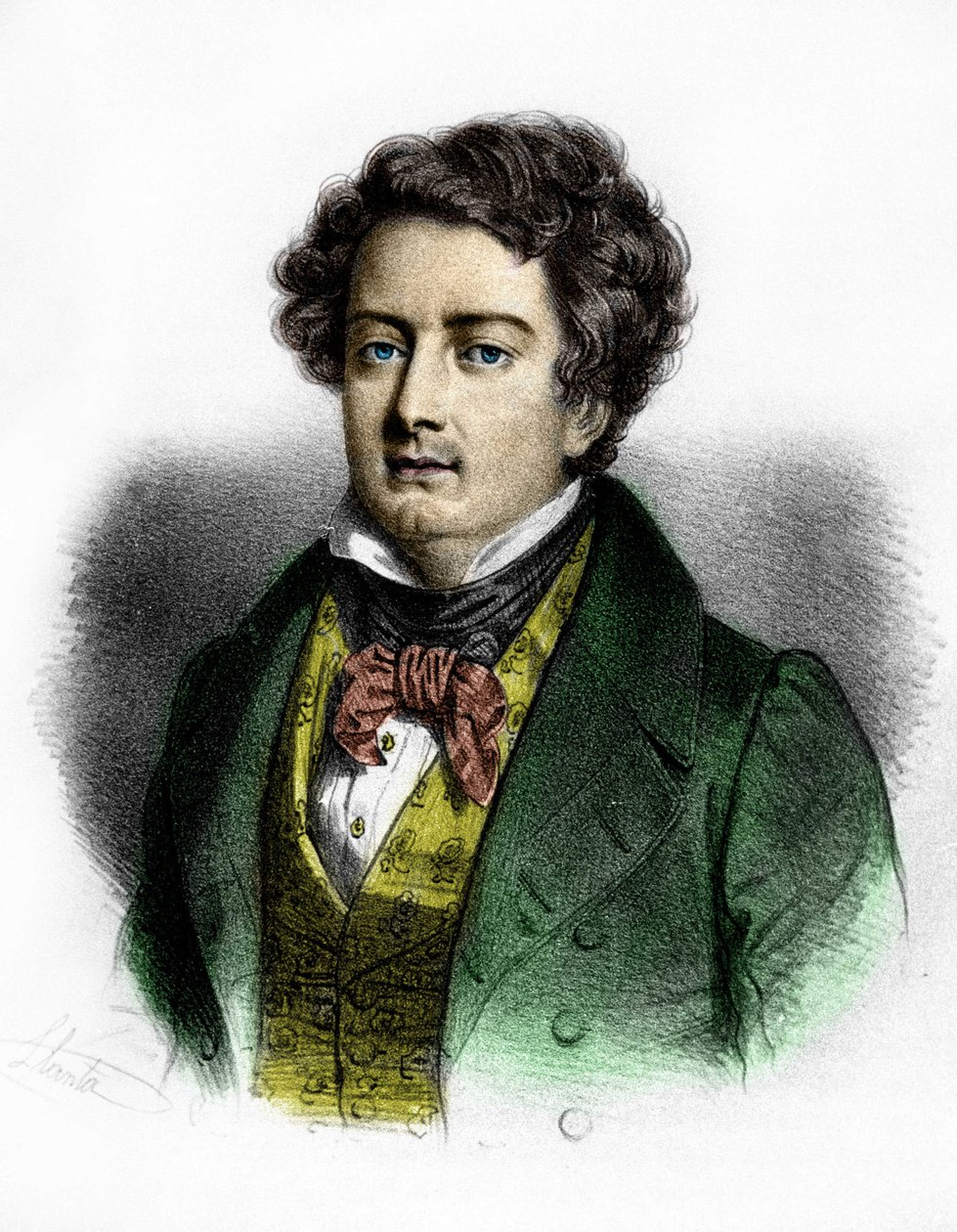 Portræt af den franske tenor Adolphe Nourrit (1802-1839). af Unknown artist