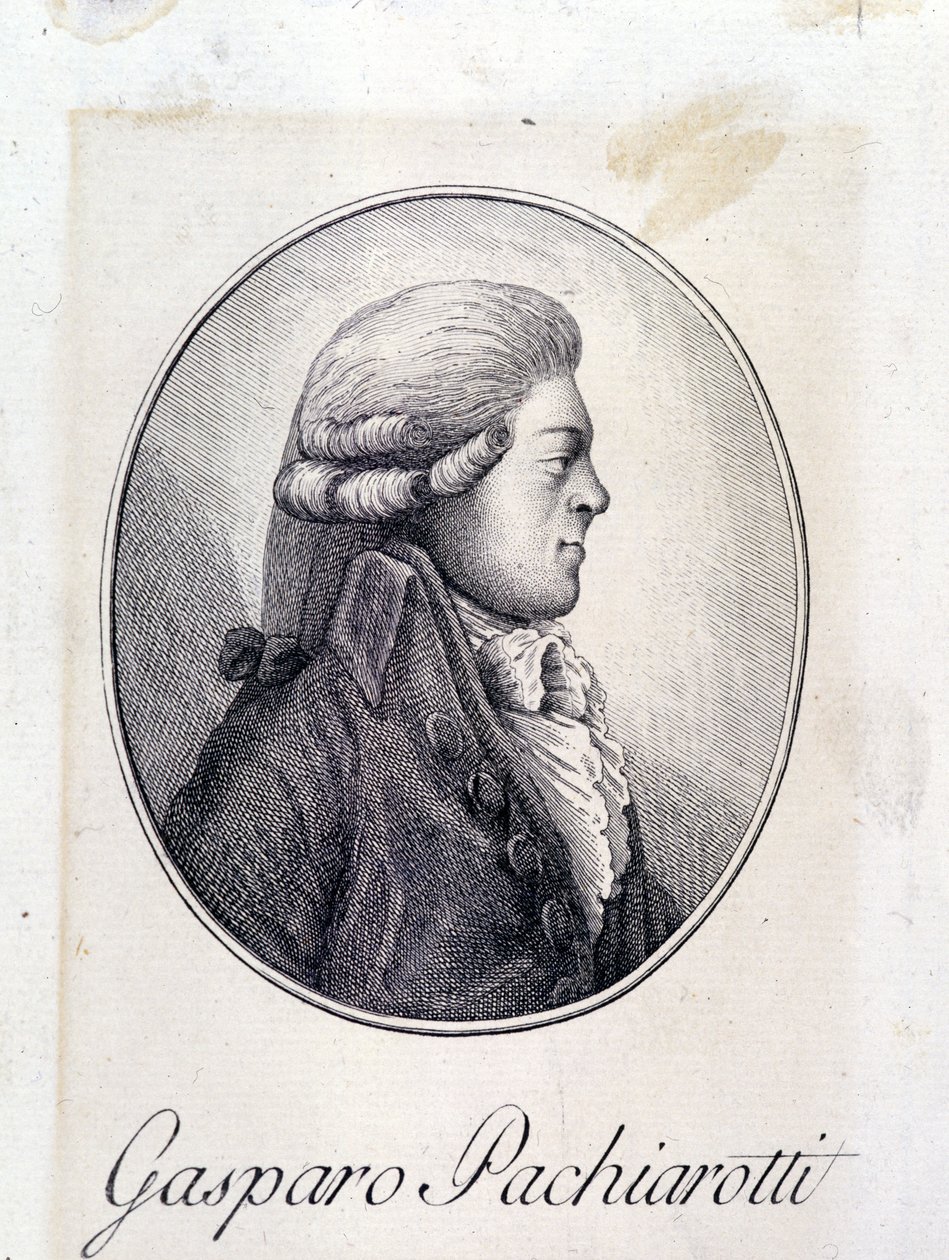 Portræt af den italienske kastrat Gasparo Pacchierotti (Pacchiarotti) (1740 - 1821). Indgravering af det 19. århundrede. af Unknown artist