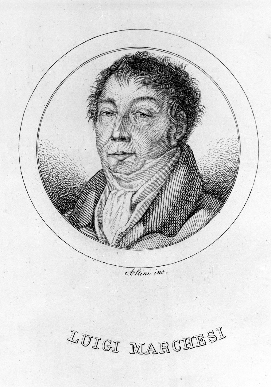 Portræt af den italienske kastrat Luigi Marchesi (1754 - 1829) også kendt som Marchesini. Indgravering af det 19. århundrede. af Unknown artist
