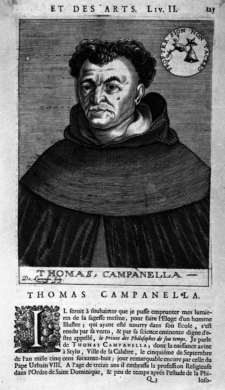 Portræt af den italienske filosof Tommaso Campanella (1568-1639). blad af ukendt oprindelse fra 1600-tallet af Unknown artist