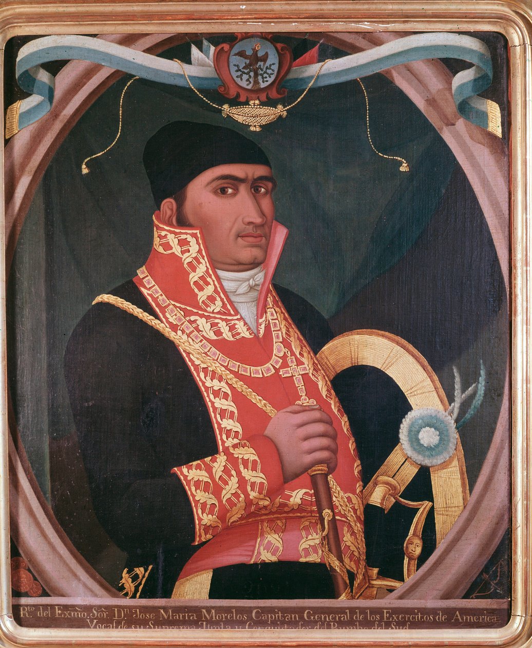 Portræt af den mexicanske patriot Maria Morelos (1765-1815) Anonymt maleri - Mexico City fra det 19. århundrede, Nationalhistorisk Museum, Chateau de Chapultepec af Unknown artist