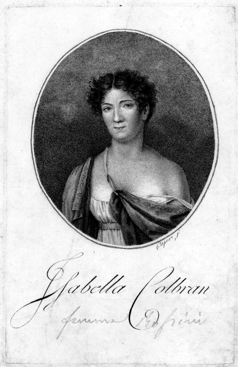 Portræt af den spanske sangerinde Isabelle Colbran (1785-1845) Indgravering af det 19. århundrede af Unknown artist