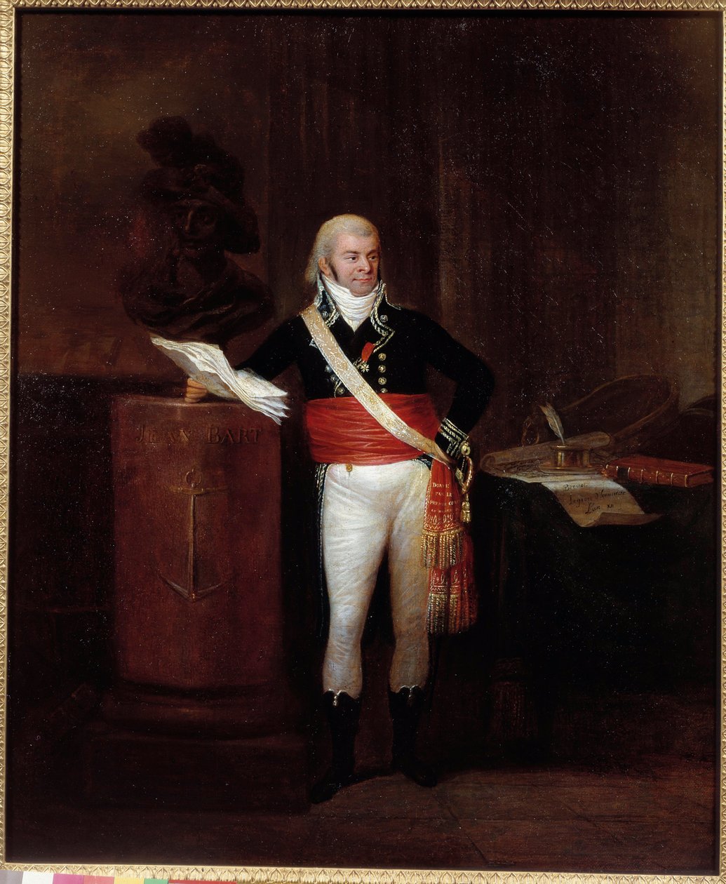 Portræt af borgeren Emmery, borgmester i Dunkerque kendetegnet ved Napoleon Bonaparte støtter busten af Jean Bart Anonymous maleri. 1700-tallet. Paris, Museum for Legion d