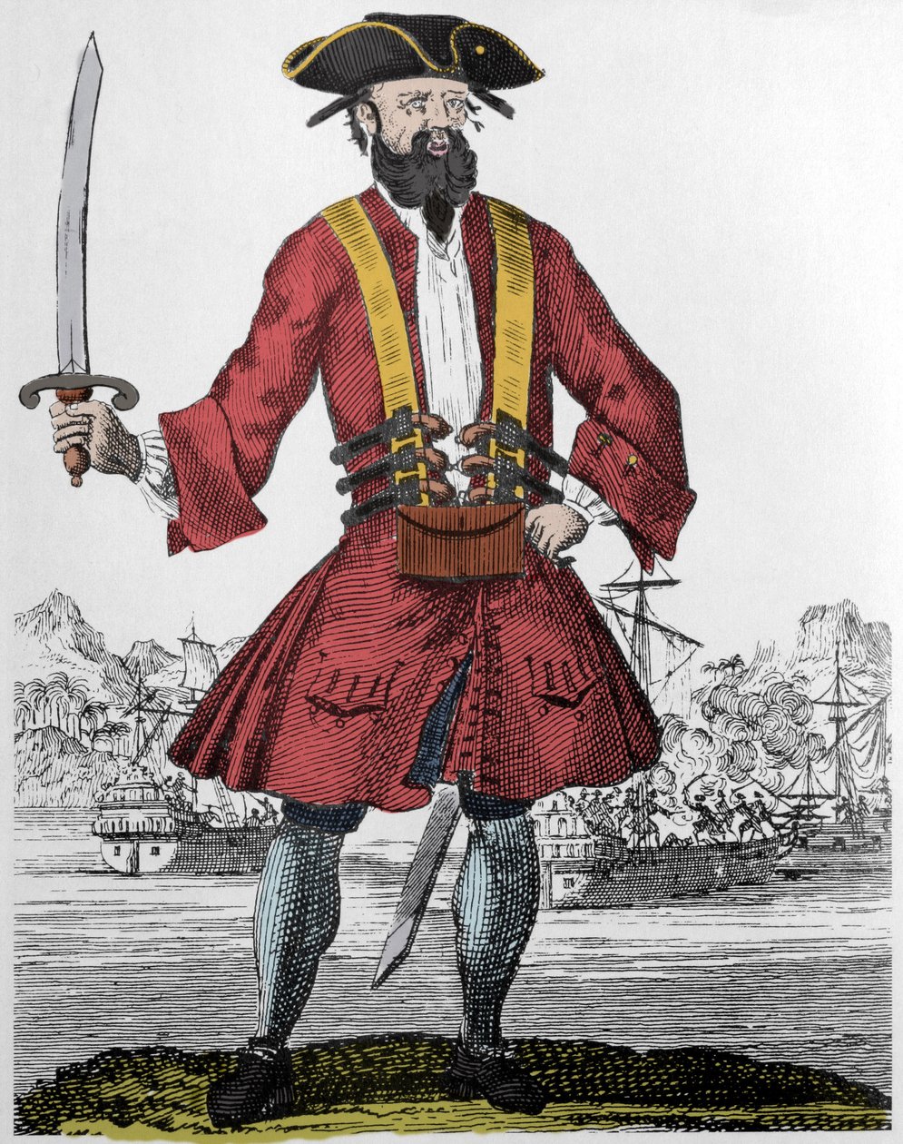 Portræt af piraten Edward Teach dit Barbenoire (Sortskæg eller Sortskæg af Unknown artist