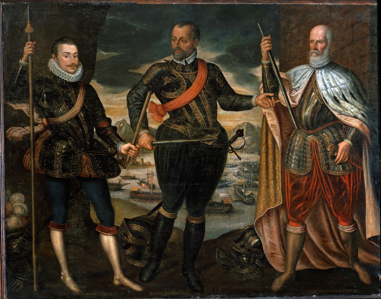 Portrætter af Marcantonio Colonna, Prins John af Østrig og Doge Sebastiano Venier. Vinderne af slaget ved Lepanto, ca. 1571 (maleri) af Unknown artist
