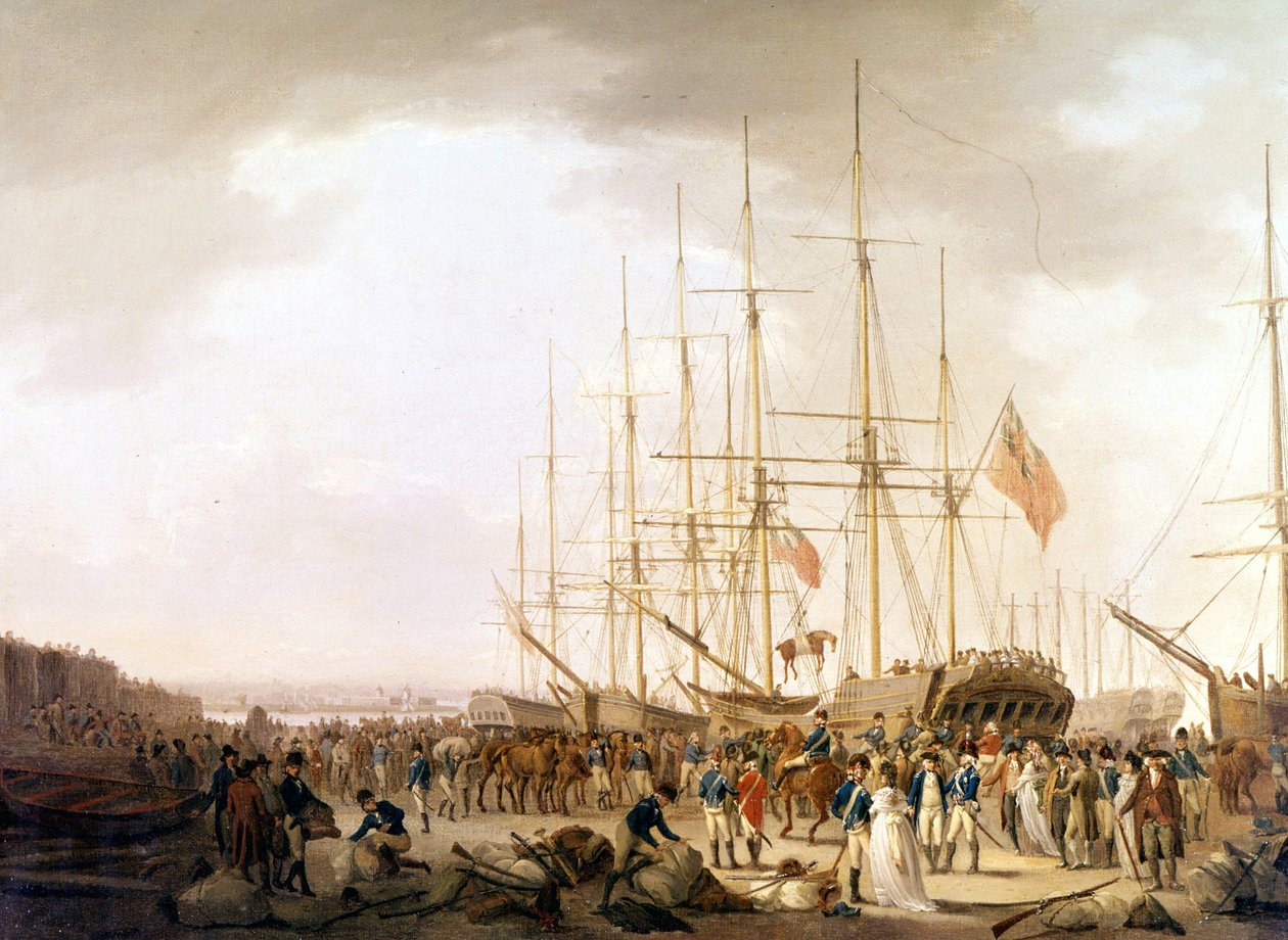Portsmouth går ombord på den britiske troppe af Unknown artist