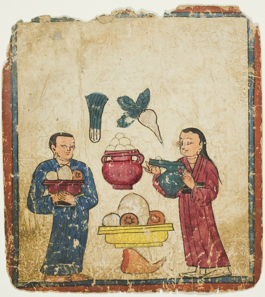 Præsentation af offergaver, fra et sæt indvielseskort (Tsakali) af Unknown artist