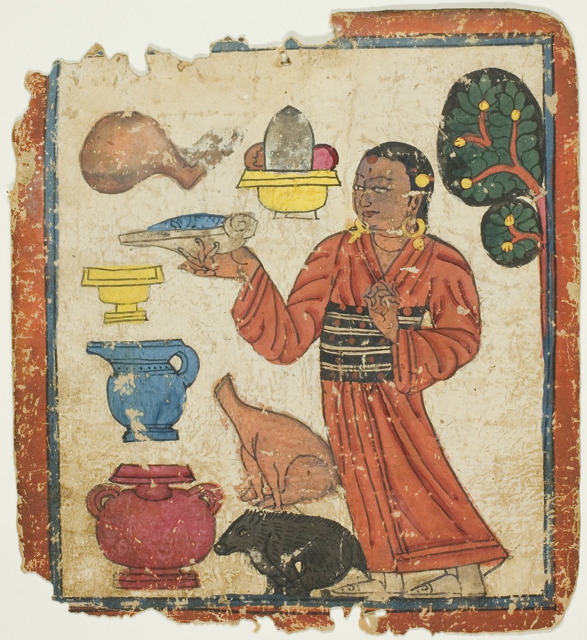 Præsentation af offergaver, fra et sæt indvielseskort (Tsakali) af Unknown artist
