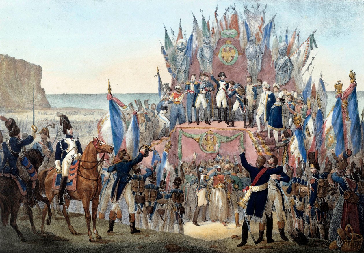 Præsentation af Æreslegionen af Napoleon Bonaparte i Terlincthum-dalen i Boulogne (16. august 1804) Gravering - Paris, musee de l