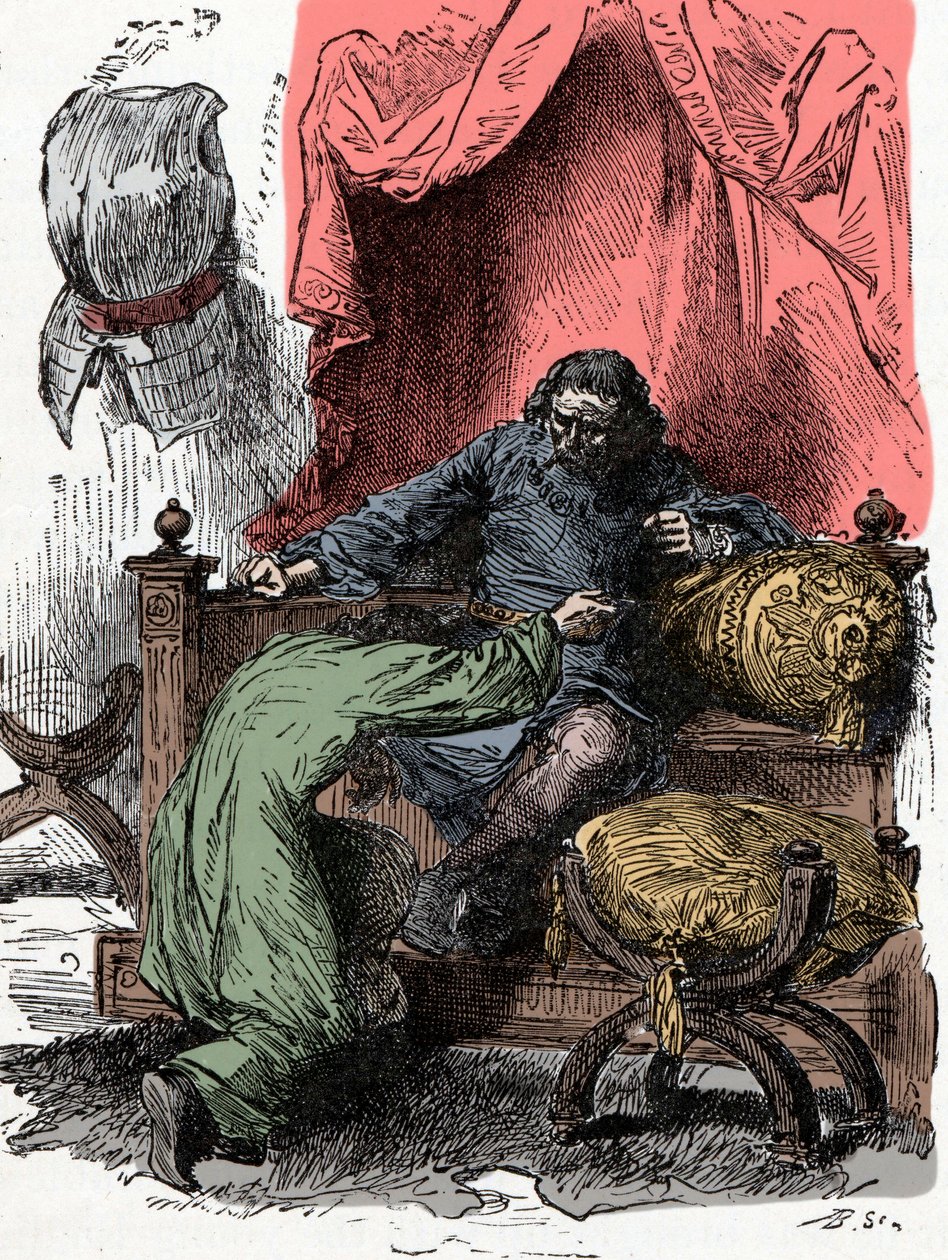 Prins Henrik ofrer sit liv, da hans far tvivler på hans loyalitet ved at returnere kronen - Prins Henrik (også kendt som Bollingbroke, Henrik IV af England af Unknown artist