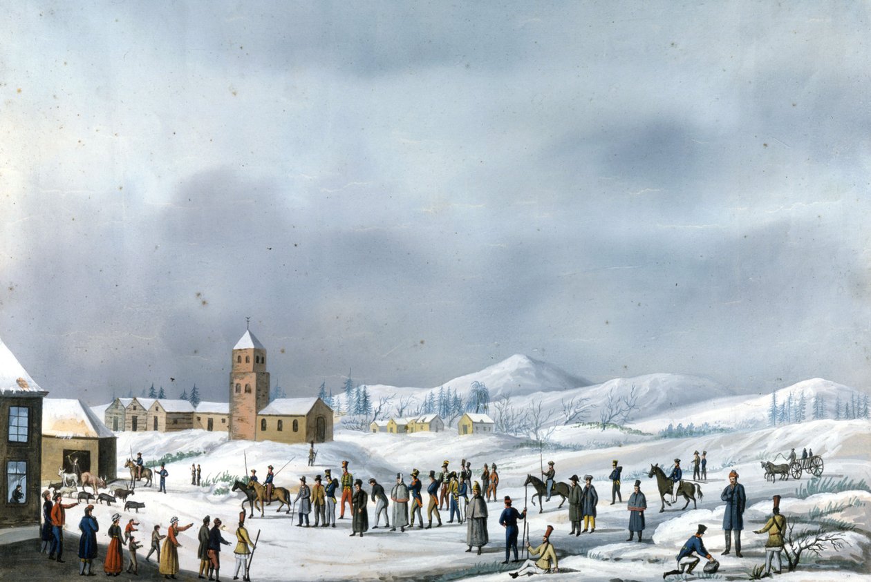 Fanger fra det russiske felttog under overførsel fra Nerva til Novgorod, marts 1814 Rom, Museo napoleonico af Unknown artist