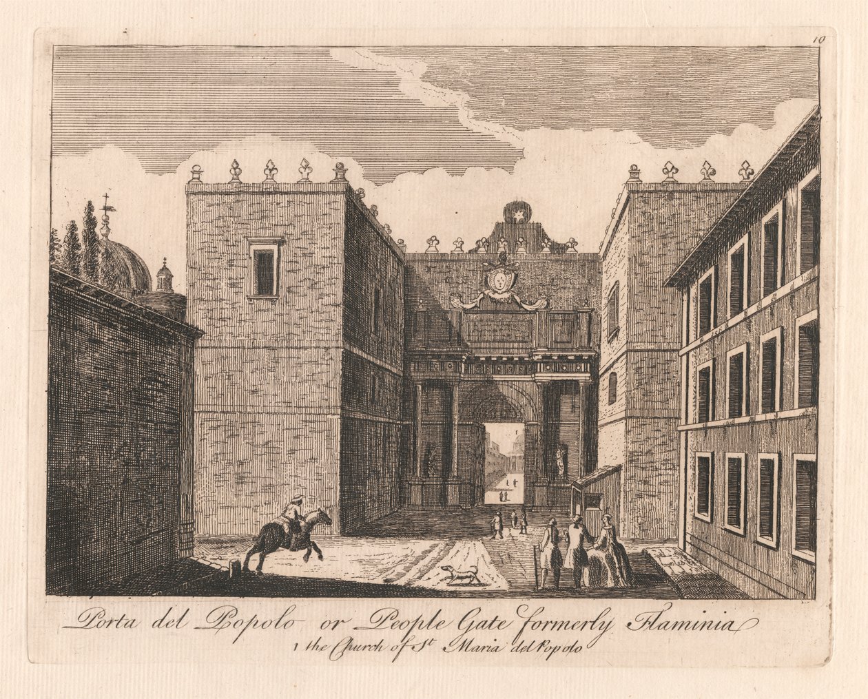 Prota del Popolo eller People Gate tidligere Flaminia: 1. kirken St. maria del Popolo af Unknown artist
