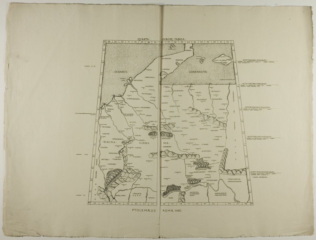 Fjerde Europa Tabula: Ptolemaeus Romae 1490 af Unknown artist