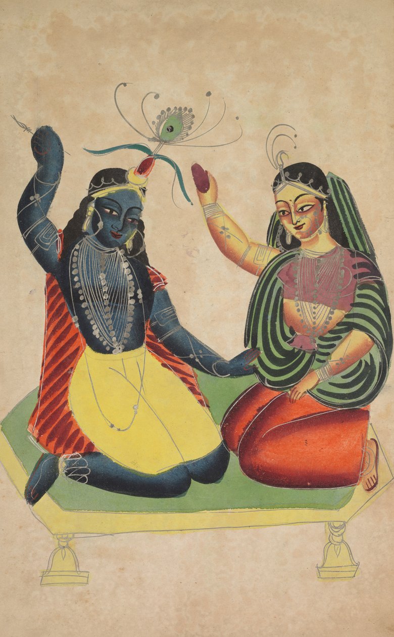 Radha og Krishna (verso) af Unknown artist