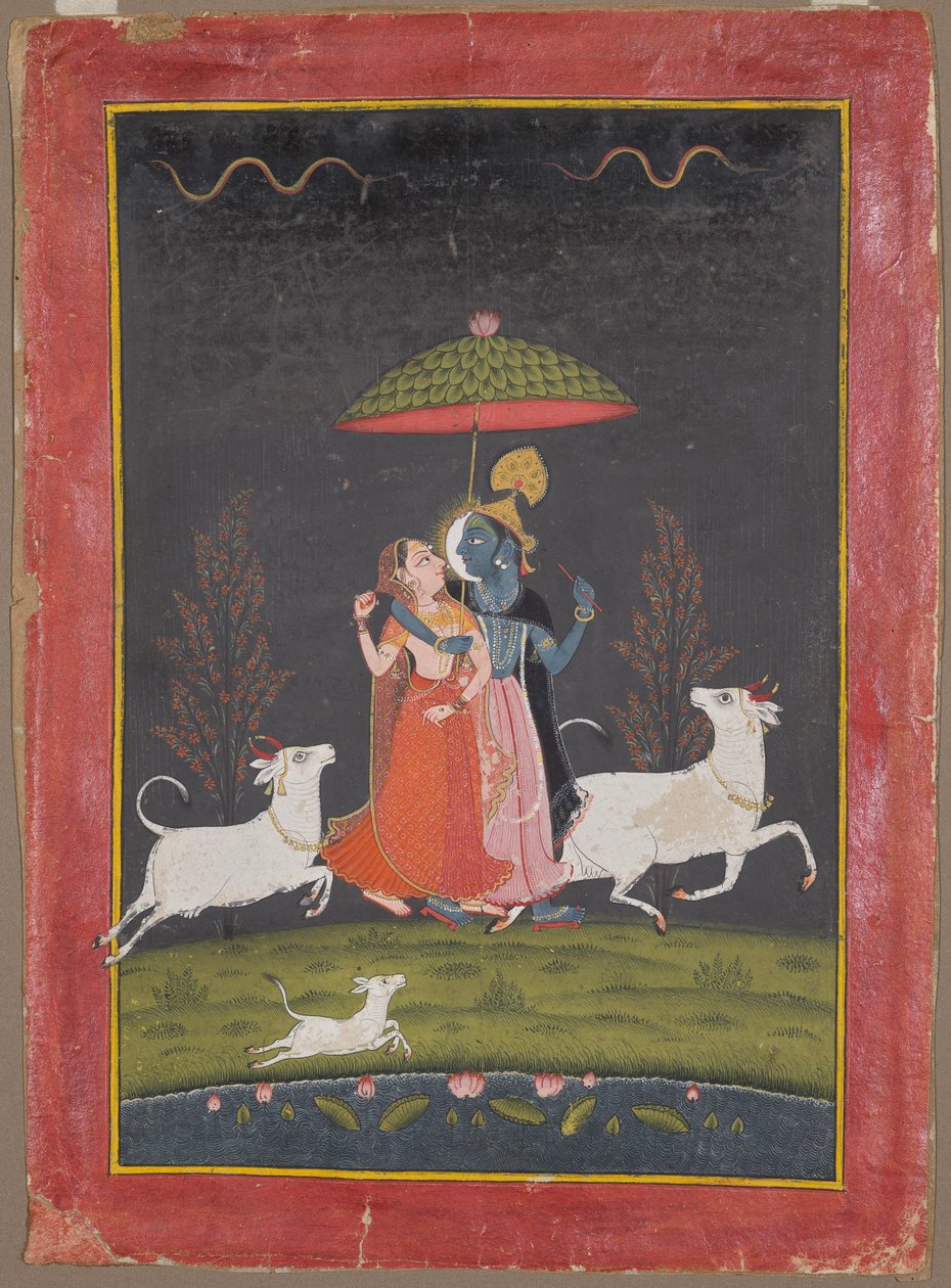Radha og Krishna i regnen af Unknown artist