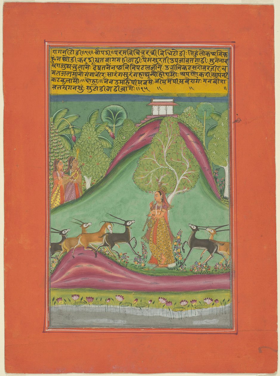 Ragini Todi, side fra et Jaipur Ragamala-sæt af Unknown artist