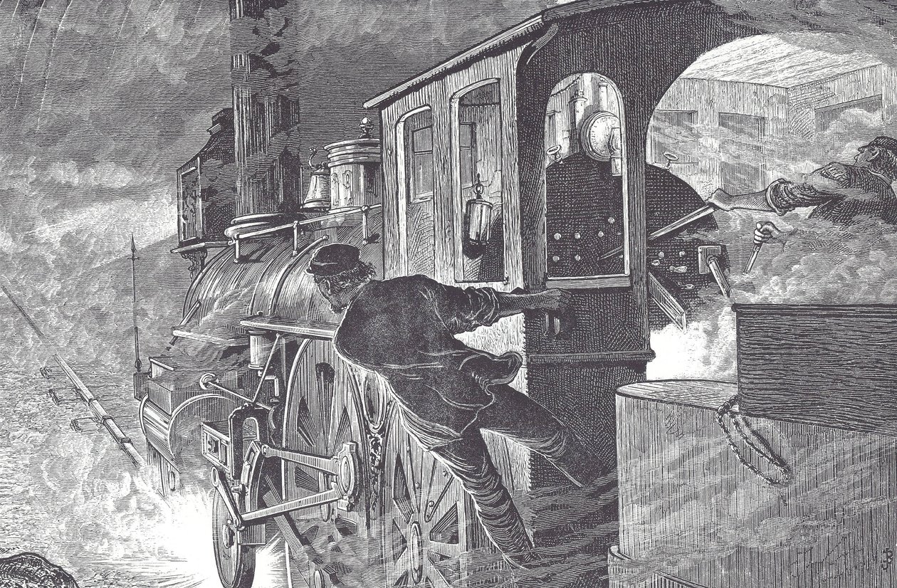 Jernbaneførere, slutningen af det 19. århundrede (trægravering) af Unknown artist
