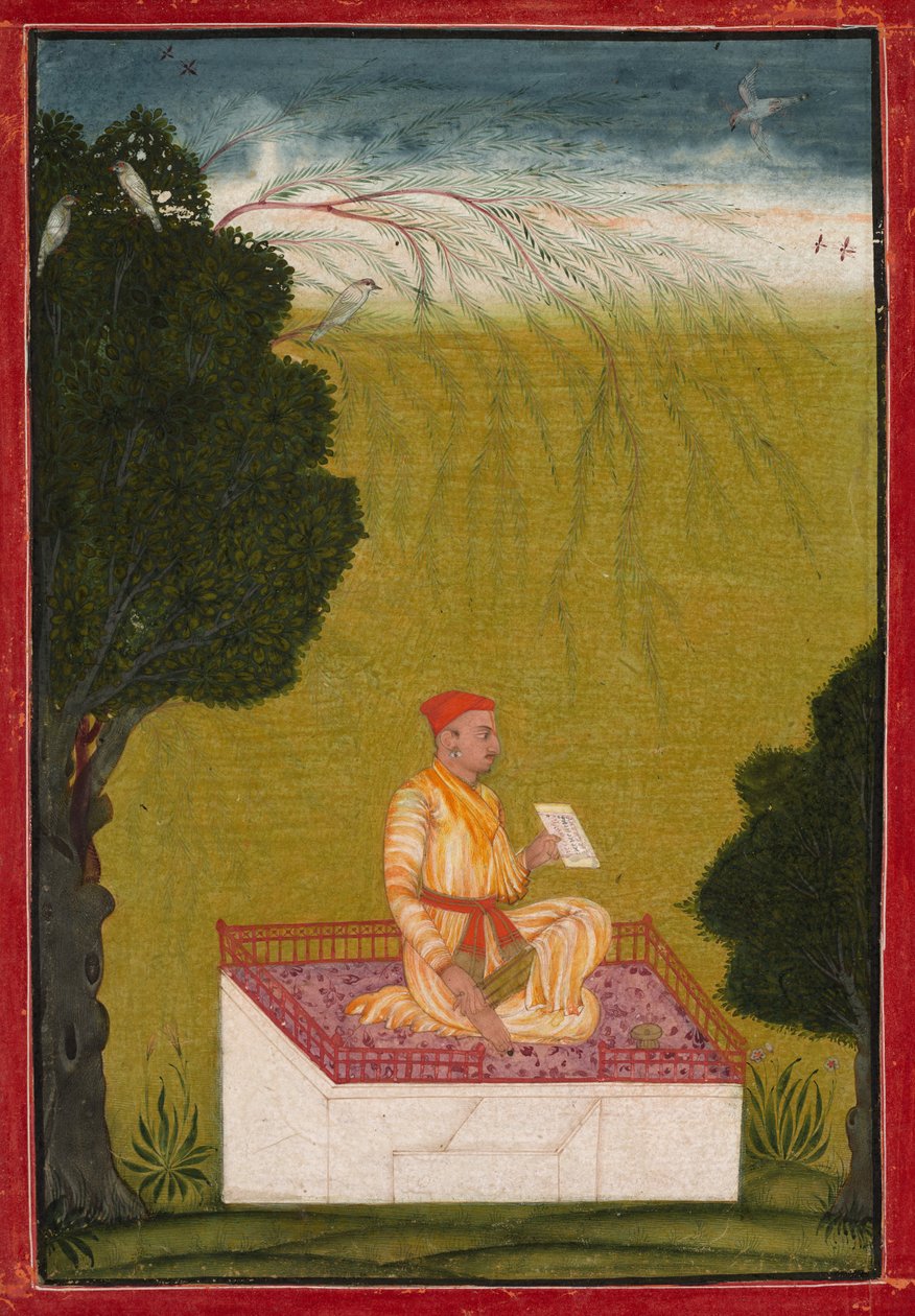 Raja Dalip Singh fra Guler on a Dais af Unknown artist