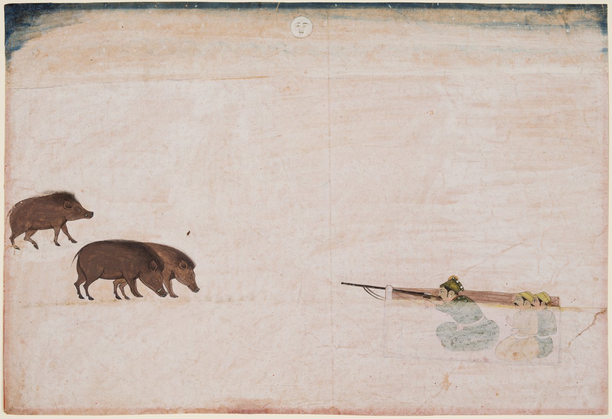 Raja Ram Chand af Amber (r. 1667–88) Jagt vildsvin af Unknown artist