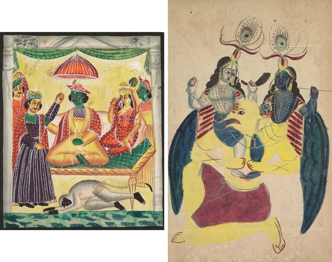 Rama og Sita (recto); Garuda bærer Balarama og Krishna (verso) af Unknown artist