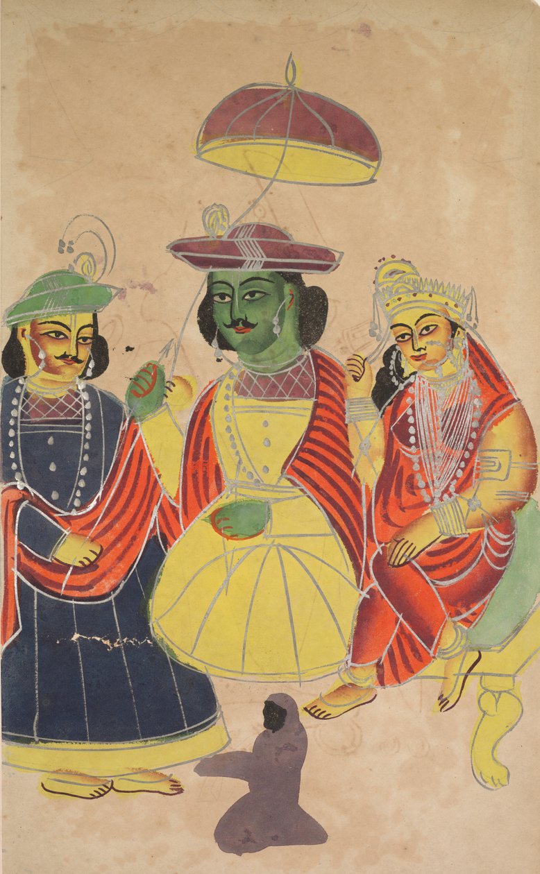 Rama og Sita troner med Lakshmana og Hanuman til stede af Unknown artist