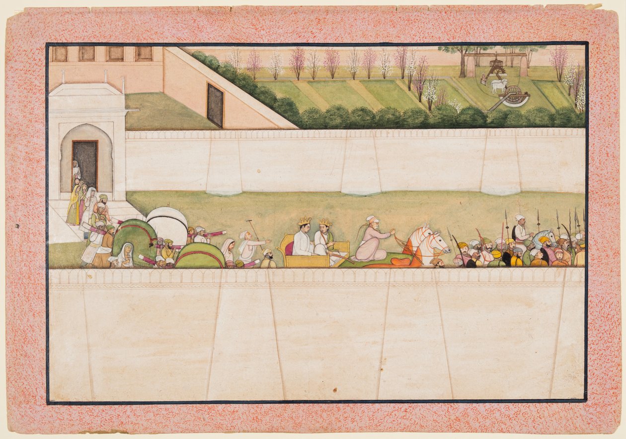 Ramas brødre Bharata og Shatrughna drog ud fra Ayodhya for at finde Rama og Lakshmana i skoven for at informere dem om deres far Dasharathas død af Unknown artist