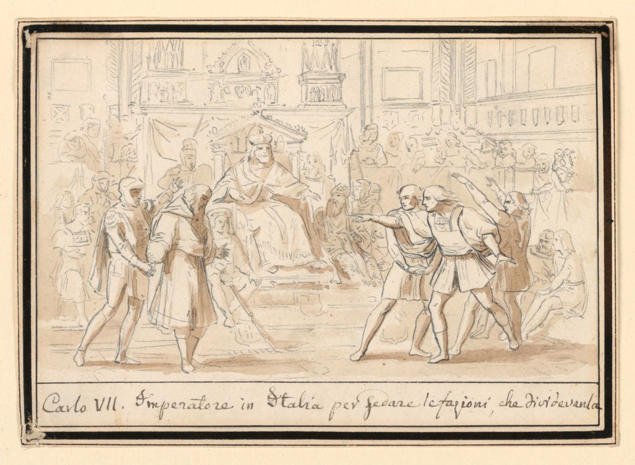 Forsoning af fjender i Italien af kejser Henrik VII af Unknown artist