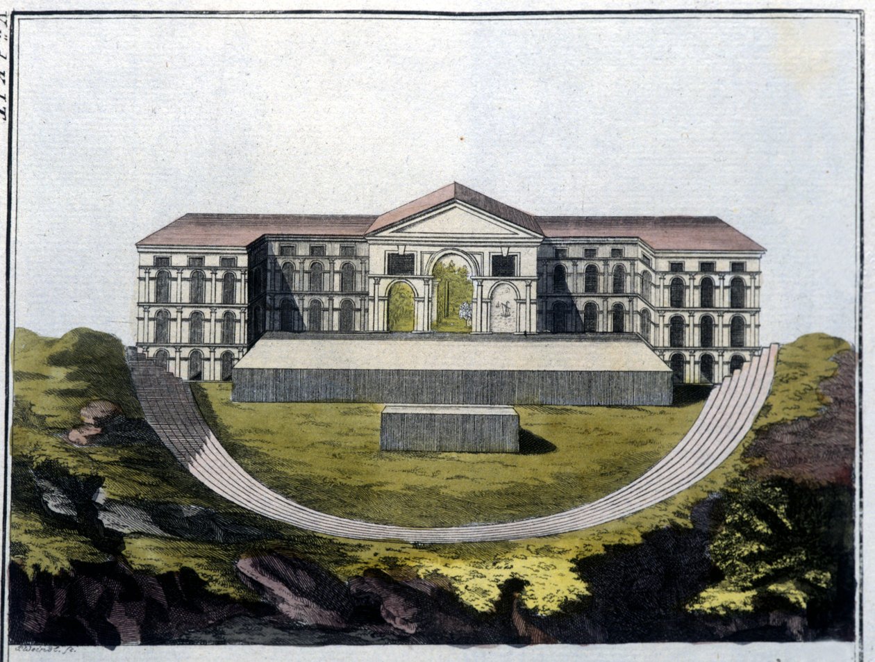 Genopbygning af det græske teater i Bachus i Athen. - i "" Le costume ancien et moderne""" af Ferrario, red. Milano af Unknown artist