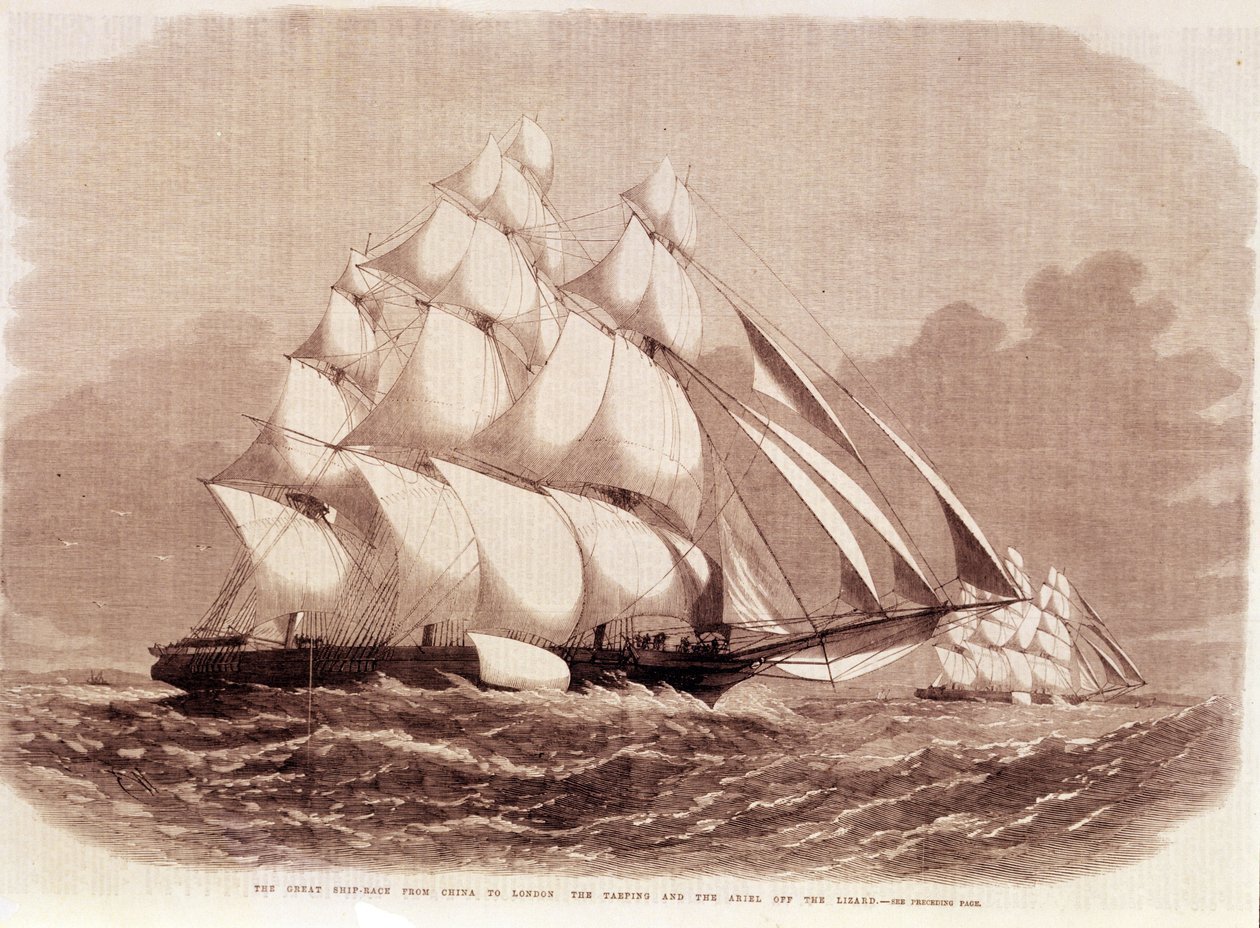 Regat mellem Ariel- og Taeping-klipperne i 1866. af Unknown artist