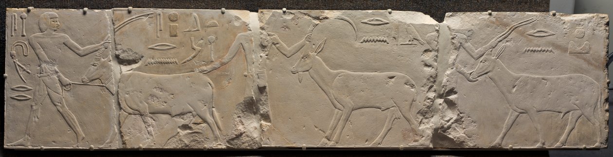 Relief af mænd, der bringer ørkendyr af Unknown artist