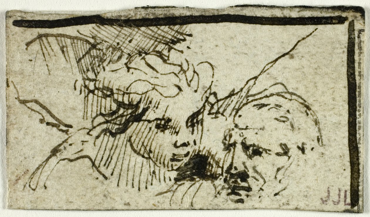 Rembrandts ofring af Issac - Abrahams og englens hoveder af Unknown artist