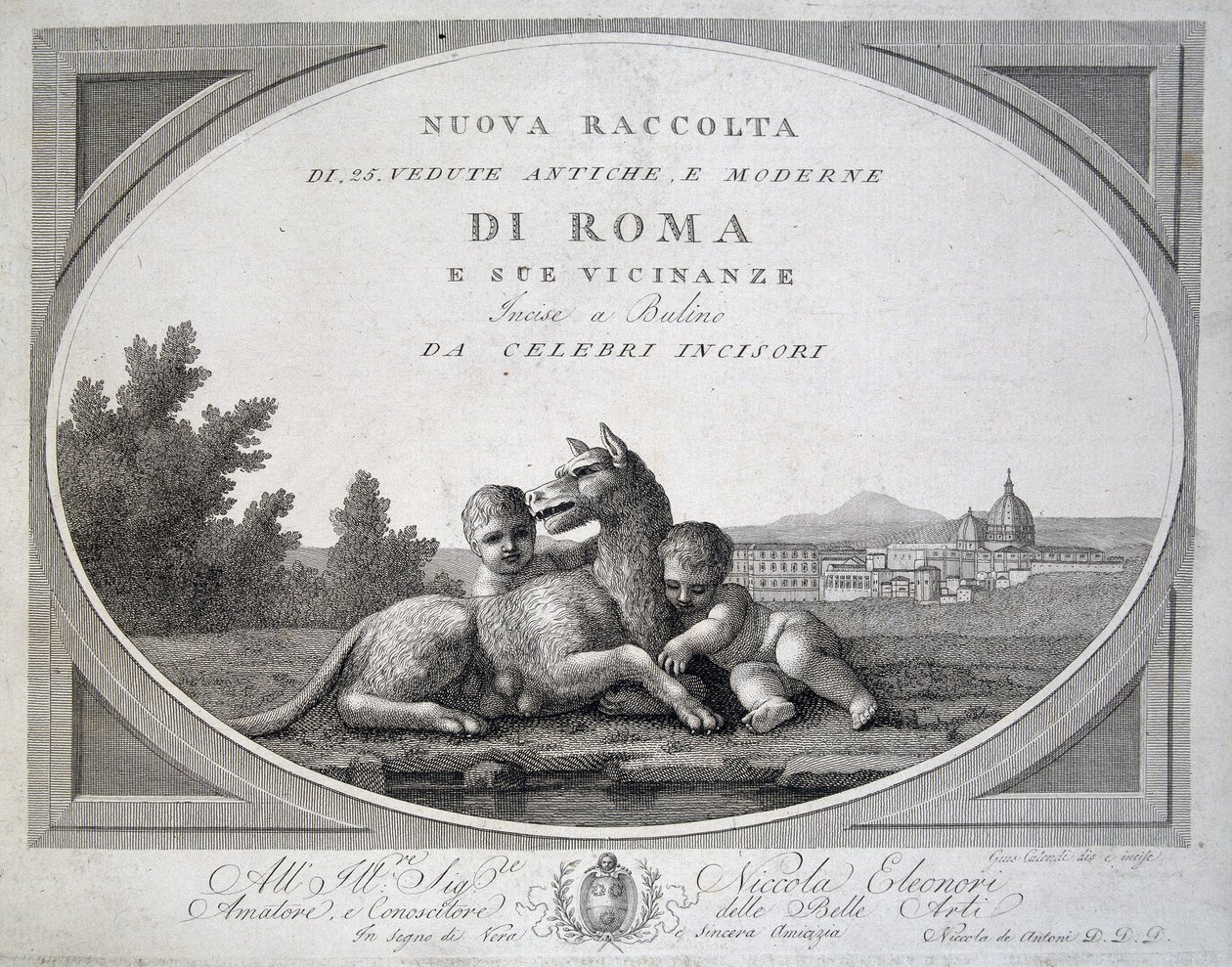 Remus og Romulus (romolo remo lupa) og ulven - i "" Samling af udsigter over Rom"" af Unknown artist