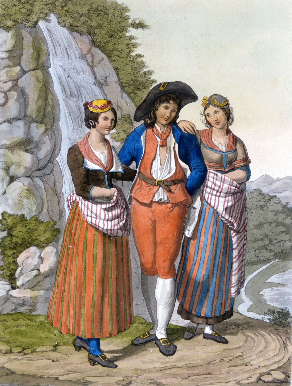 Repræsentation af Vaudois med deres tøj. 1820 ca. af Unknown artist