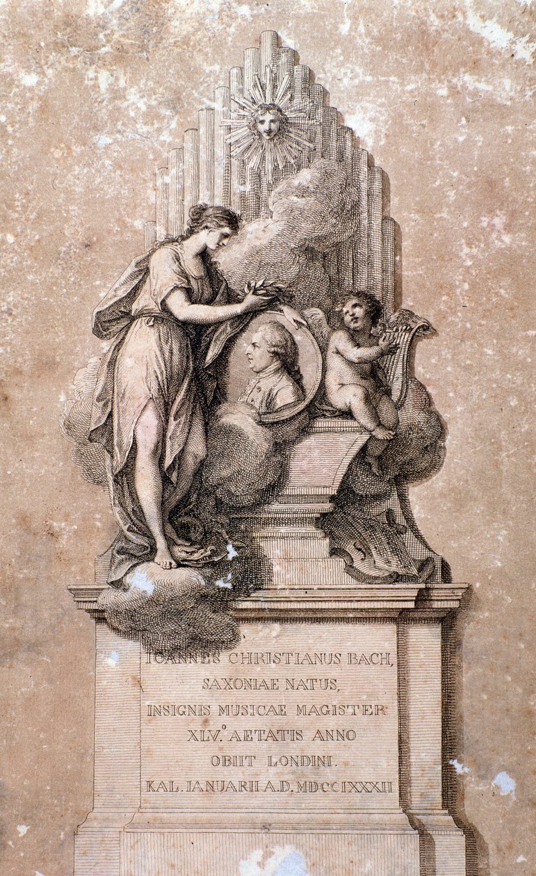 Repræsentation af den tyske komponist Johann Christian Bach (gravering. 1700-tallet) af Unknown artist