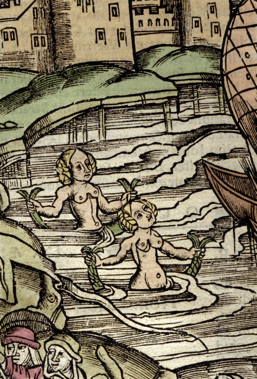 Repræsentation af sirener. 1500-tals stik af Unknown artist