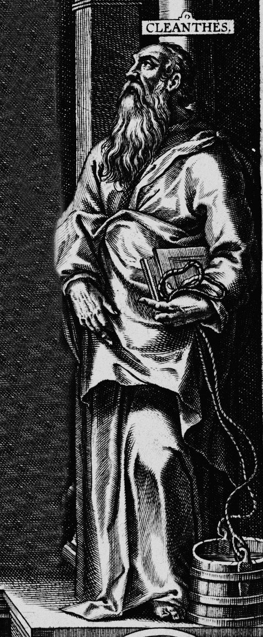 Repræsentation af den græske filosof stoicist Cleanthe (330-232 f.Kr.)"" Indgravering fra frontispice af "" Philosophical Works"" af Seneque af Unknown artist