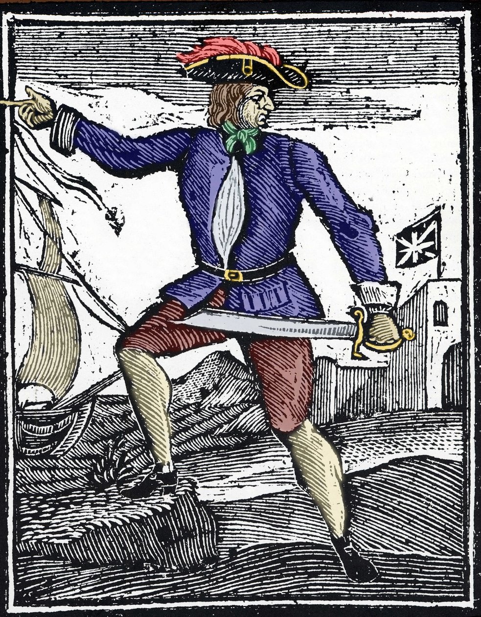 Repræsentation af piraten Howell Davis, aktiv omkring 1718-1719. af Unknown artist