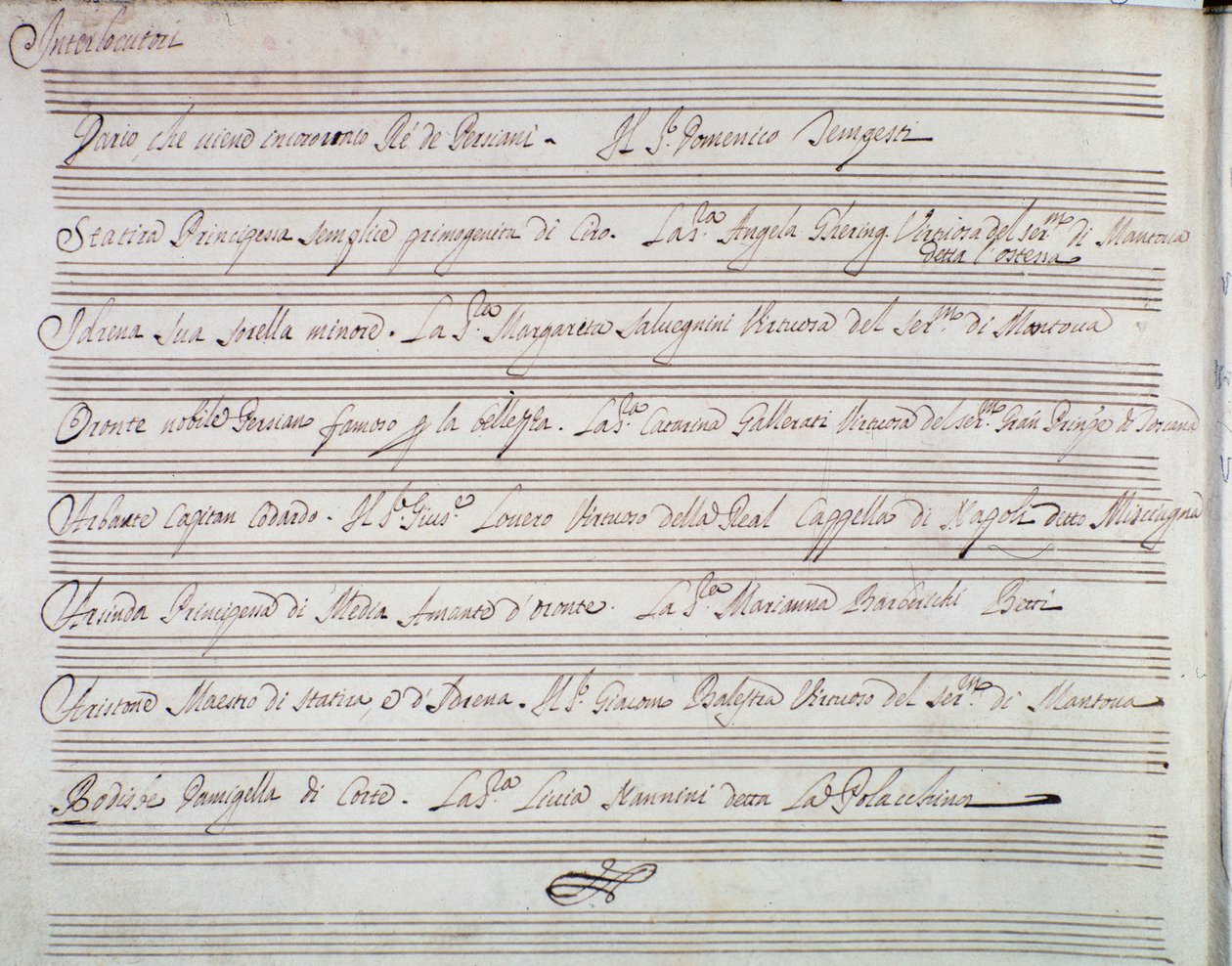Resume af operaen The Coronation of Darius af Giuseppe Aldrovandini (1703) af Unknown artist