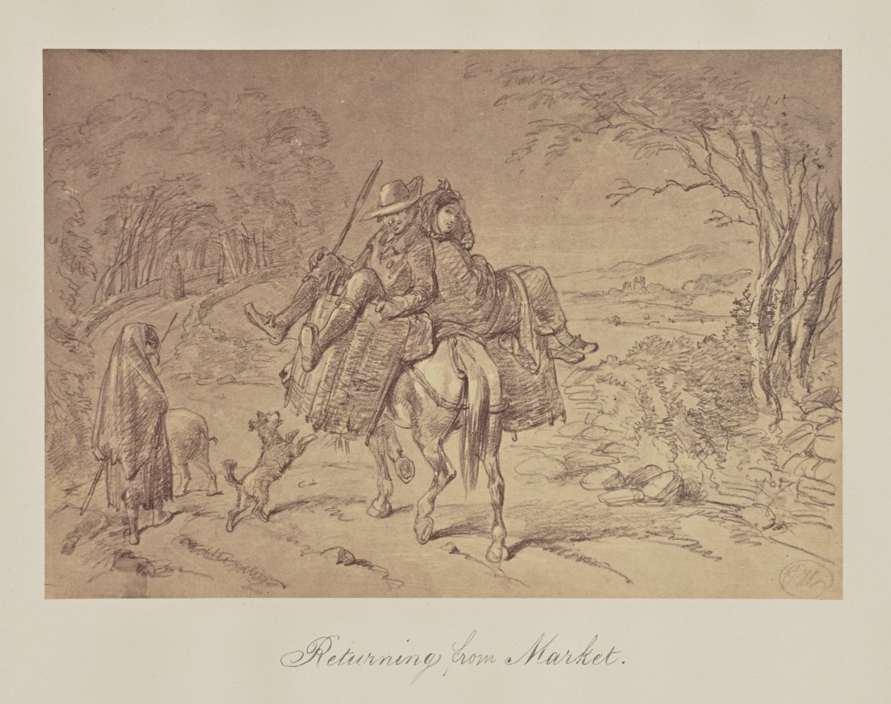 Vender tilbage fra markedet. af Unknown artist