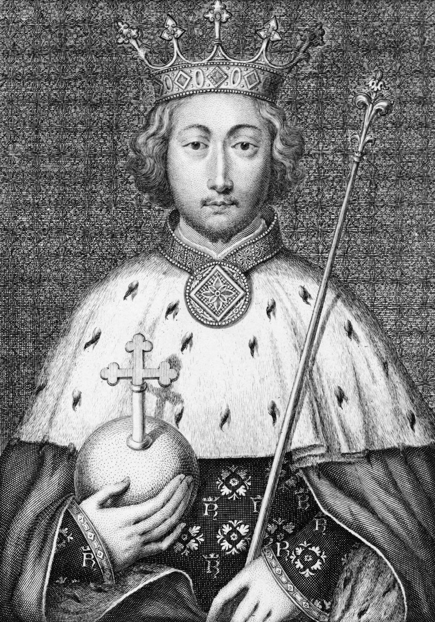 Richard II. (1367 til 1400) Konge af England. Stik af det 18. århundrede af Unknown artist