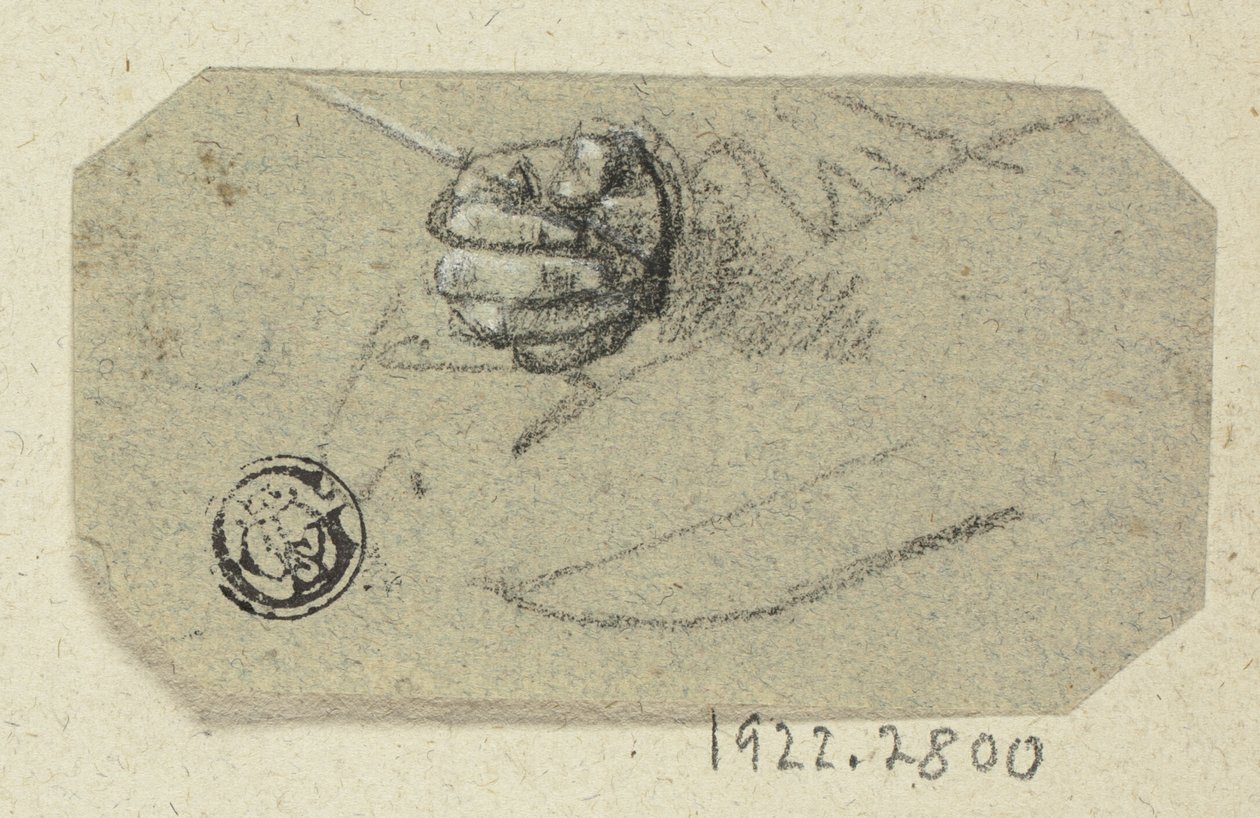 Højre hånd holder tegneredskab af Unknown artist