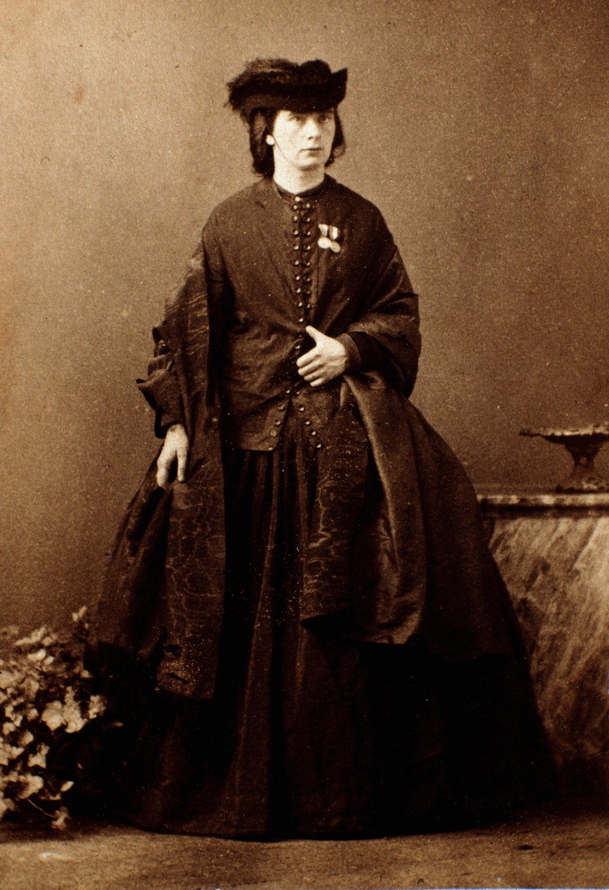 Risorgimento: "" Portræt af den engelske forfatter Jessie White Mario (1832-1906), sygeplejerske under kampagnerne af Giuseppe Garibaldi, hustru til den italienske patriot Alberto Mario"" Fotografi. Privat samling af Unknown artist