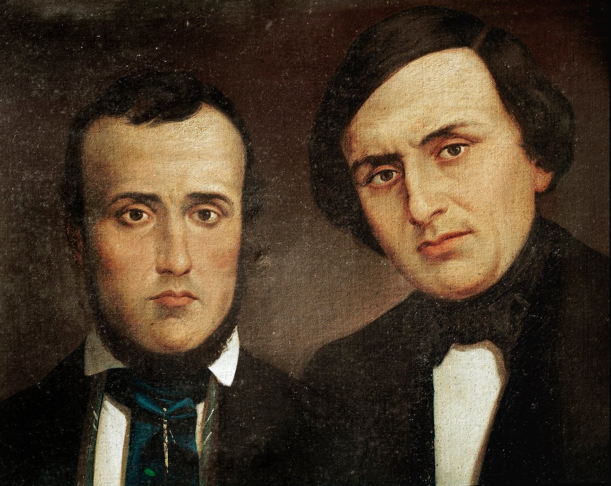 Risorgimento: portræt af brødrene Attilio Bandiera (1810-1844) og Emilio Bandiera (1819-1844). Anonymt maleri. 1800-tallets Rom, Risorgimento History Institute af Unknown artist