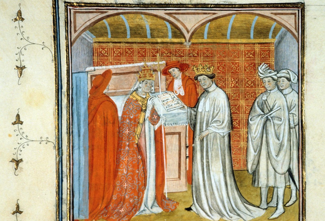 Robert II den fromme (ca. 972-1031) - Belysning af manuskript på velin fra middelalderen "" Grands Chronicles of Saint-Denis"" slutningen af det 14. århundrede (ref. 512 af Unknown artist