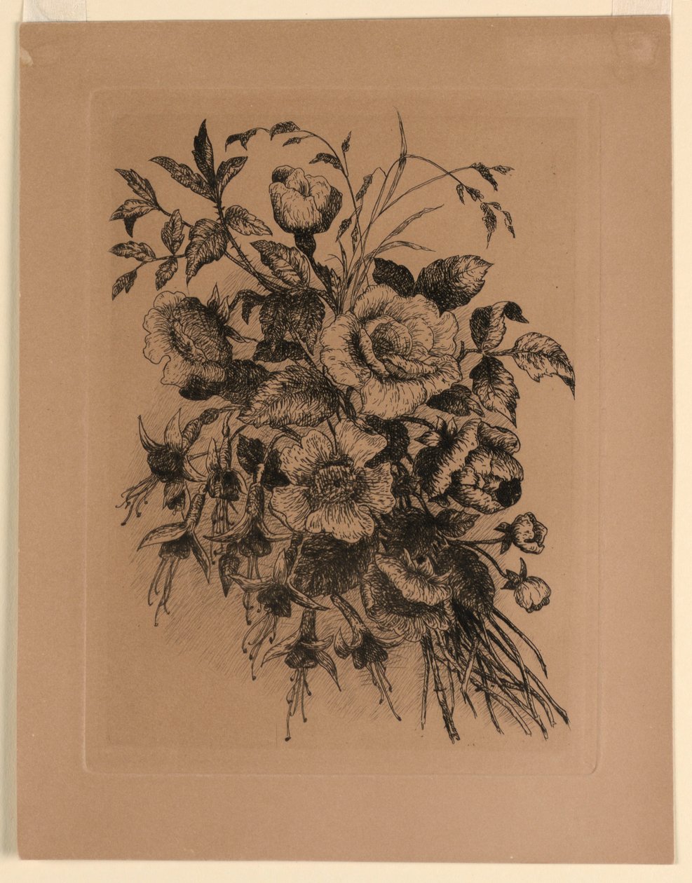 Roser og Fuchsiaer af Unknown artist