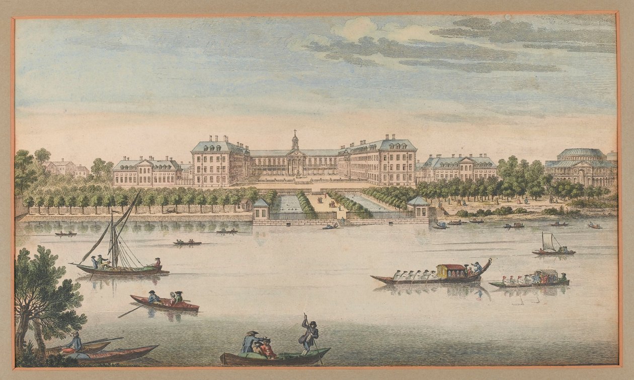 Royal Hospital Chelsea, Udsigt fra floden, 1750 ca af Unknown